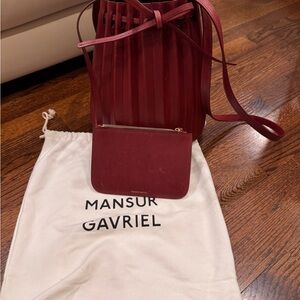 Mansur Gavriel Pleated Bucket Bag in Brandy/Avion